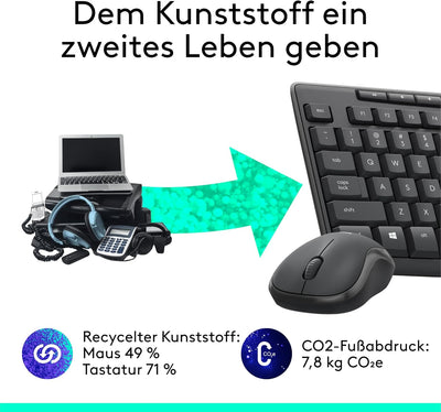 Logitech MK295 kabelloses Tastatur-Maus-Set mit SilentTouch-Technologie, Shortcut-Tasten, optischer