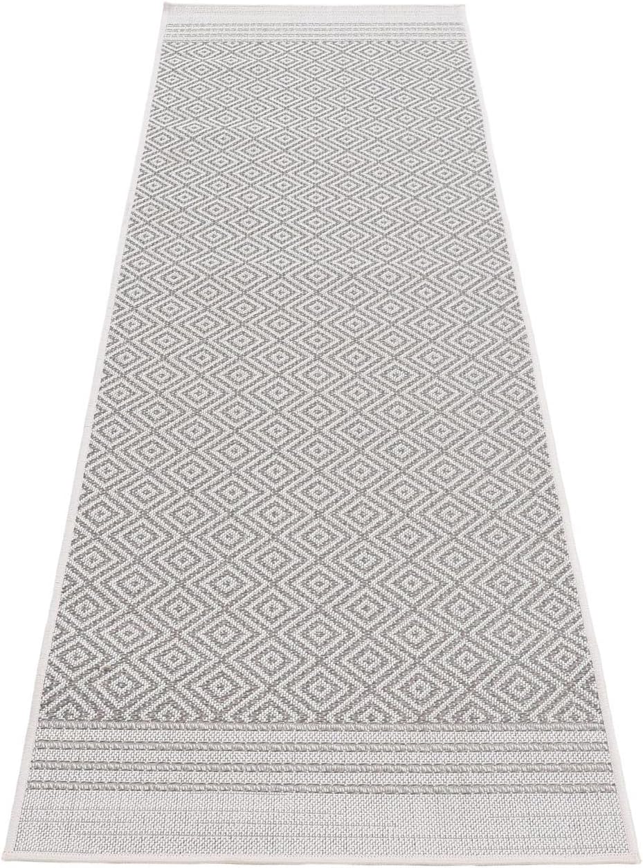 carpetfine In- und Outdoor Teppich Boho Läufer Beige Flachgewebeteppich 75x200 cm | Moderner Teppich