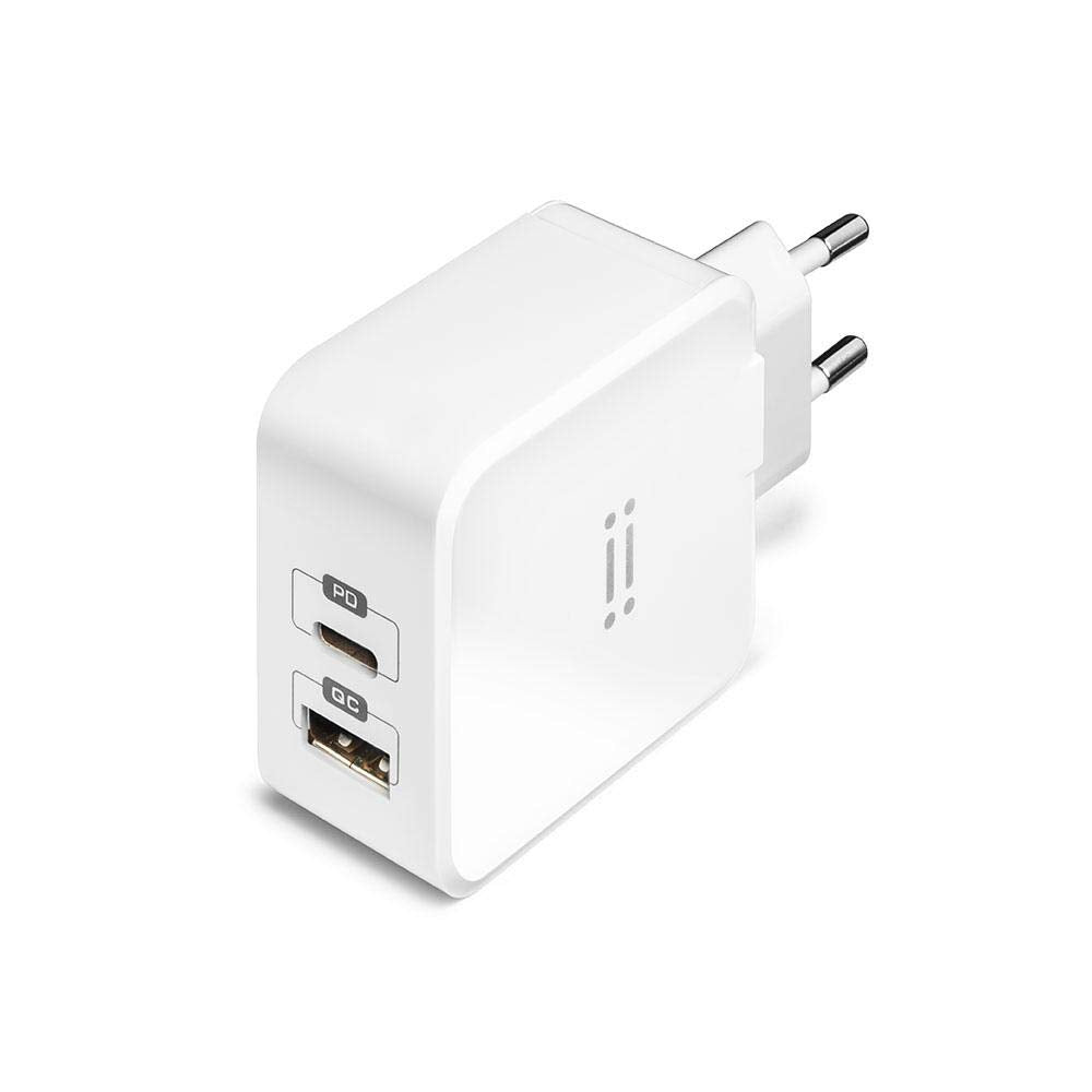 aiino - USB-C-Netzteil für iPhone 12/12 Pro, 27W, Schnell-Ladegerät, 2 USB Quick Charge 3.0-Anschlüs