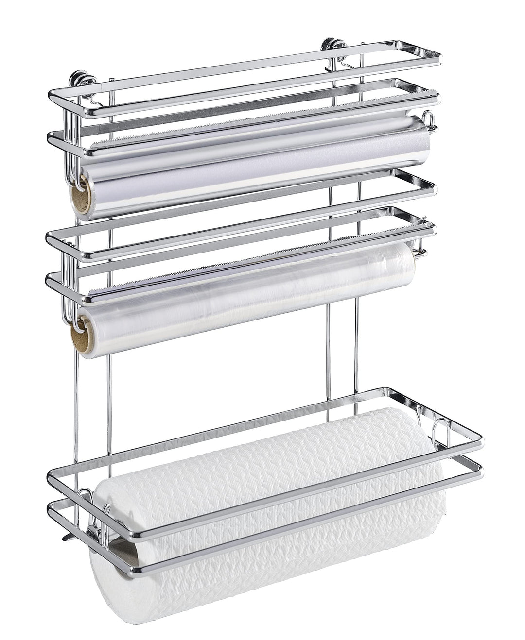 WENKO Rollenhalter Trio Style - Wandrollenhalter, verchromtes Metall, 32 x 33 x 13 cm, Silber glänze