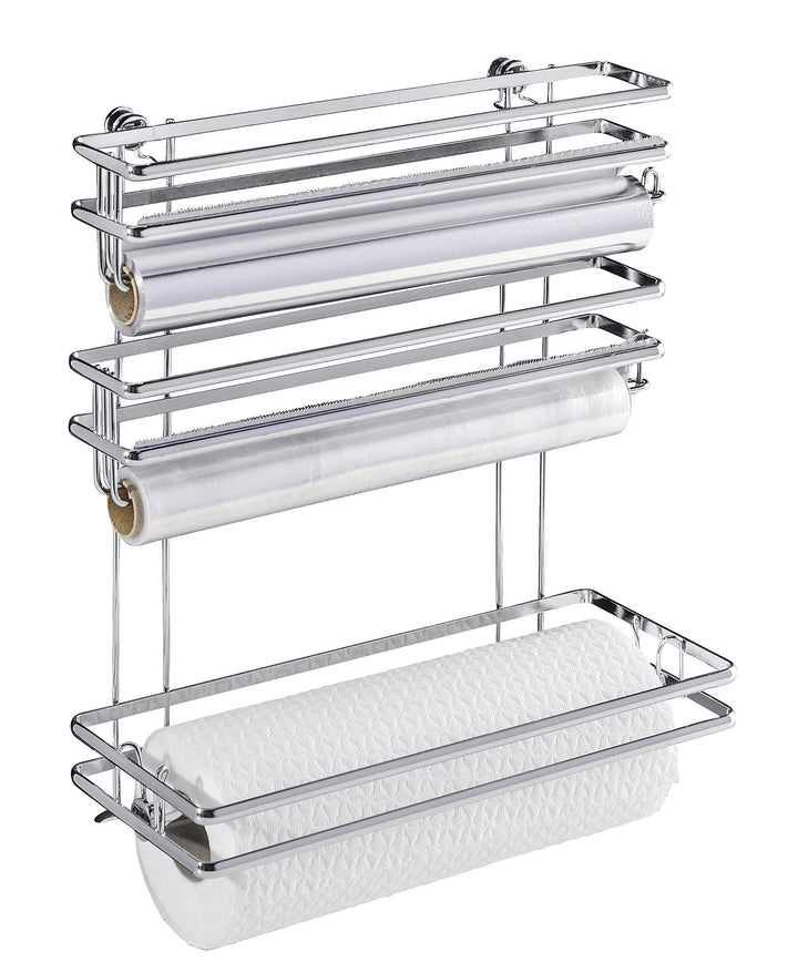 WENKO Rollenhalter Trio Style - Wandrollenhalter, verchromtes Metall, 32 x 33 x 13 cm, Silber glänze