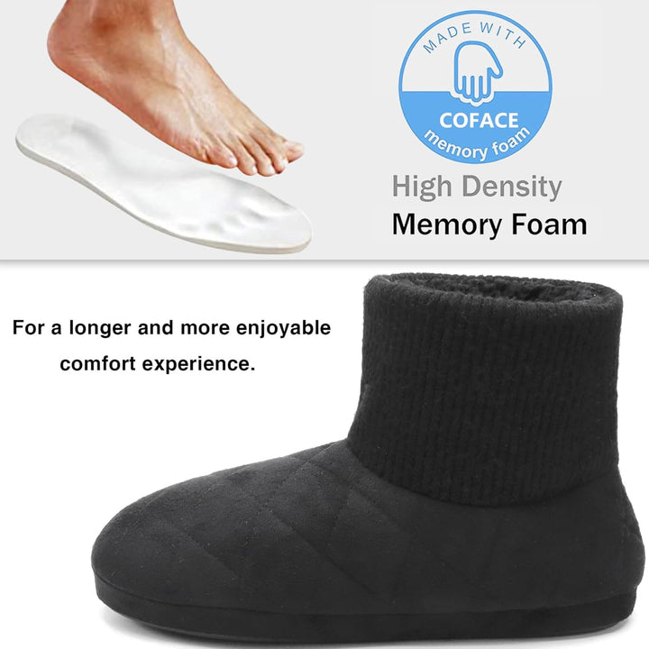 COFACE Herren Hüttenschuhe Lammfell Winter Hausschuhe Warme Plüsch Gefütterte Hausstiefel Männer Hau