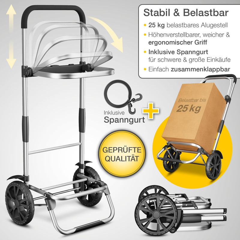 maxVitalis Einkaufstrolley klappbar, Einkaufswagen mit Kühlfach, 3in1 Trolley, Sackkarre & Umhängeta