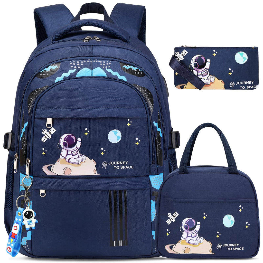 ACESAK Schulrucksack Jungen - Schulranzen mit Lunch Bag - Schultertaschen Set für Kinder Jungen Mädc