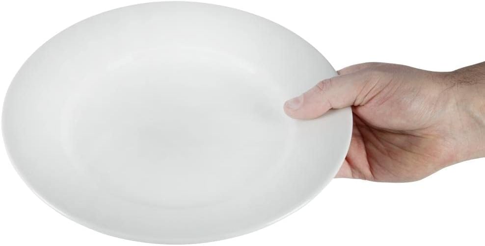 Olympia Athena Speiseteller-Set mit breitem Rand, 25,4 cm (10 Zoll), 12 Stück, weiss, superglasierte