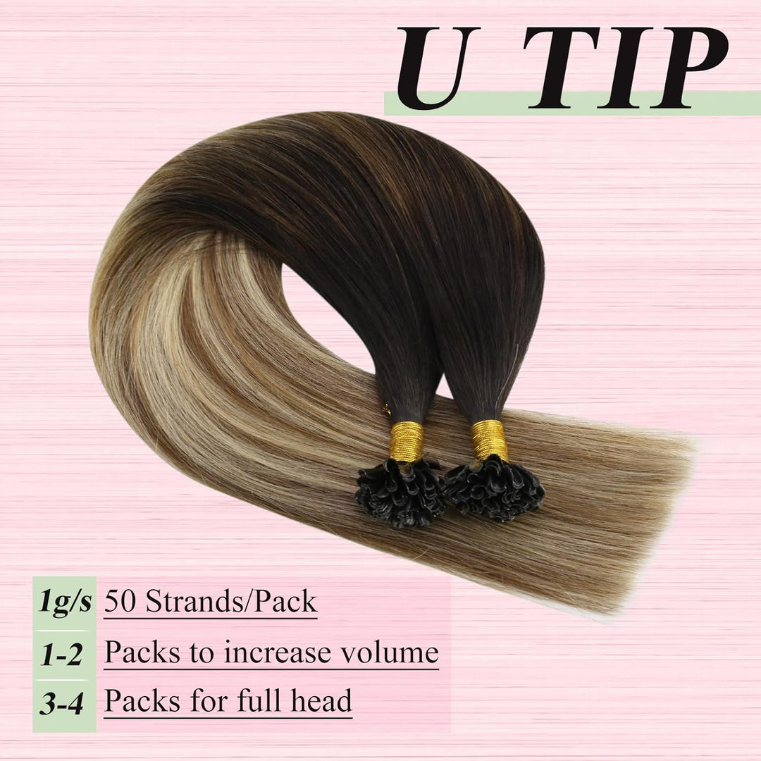 YoungSee Extensions Echthaar Bondings Balayage Echthaar Extensions Bondings 55cm Bonding Extensions
