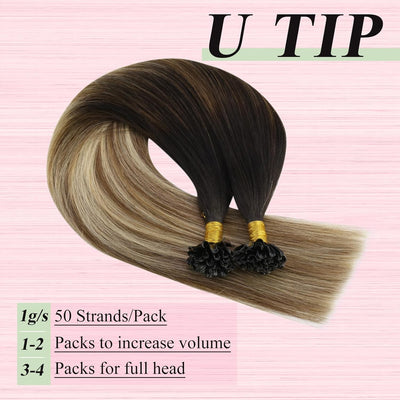 YoungSee Extensions Echthaar Bondings Balayage Bonding Extensions Echthaar Braun Blond Balayage Bond