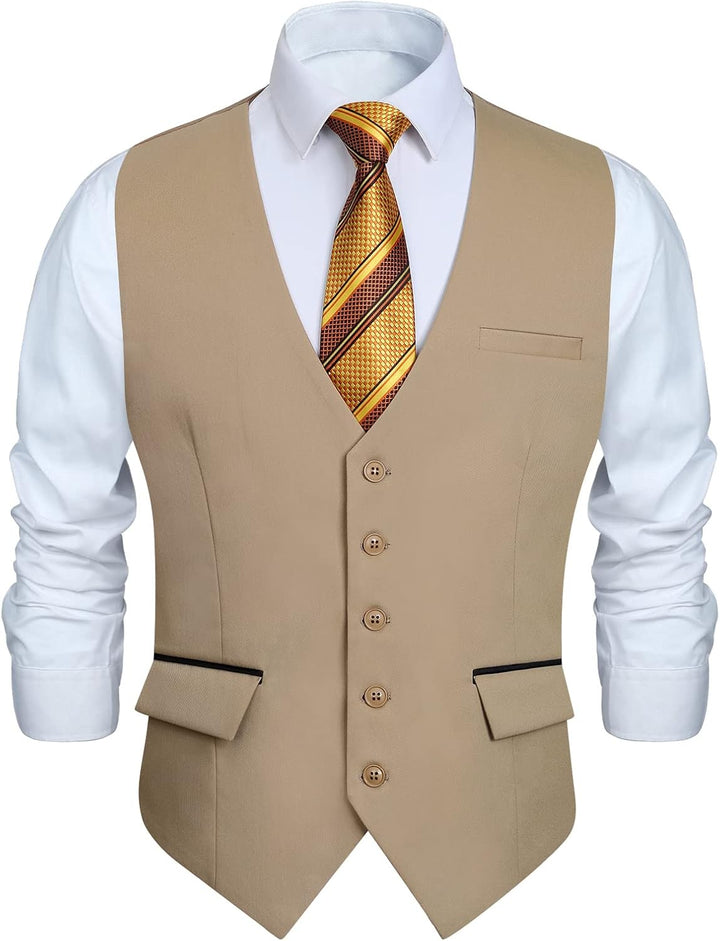 HISDERN Anzugweste für Herren Elegant Hochzeit Weste Klassische Einfarbig Casual Businessweste Forme