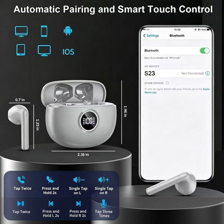 Drsaec Bluetooth Kopfhörer, 2026 Neu 6D Tiefer Bass In Ear Kopfhörer Kabellos Bluetooth 5.3 Kabellos