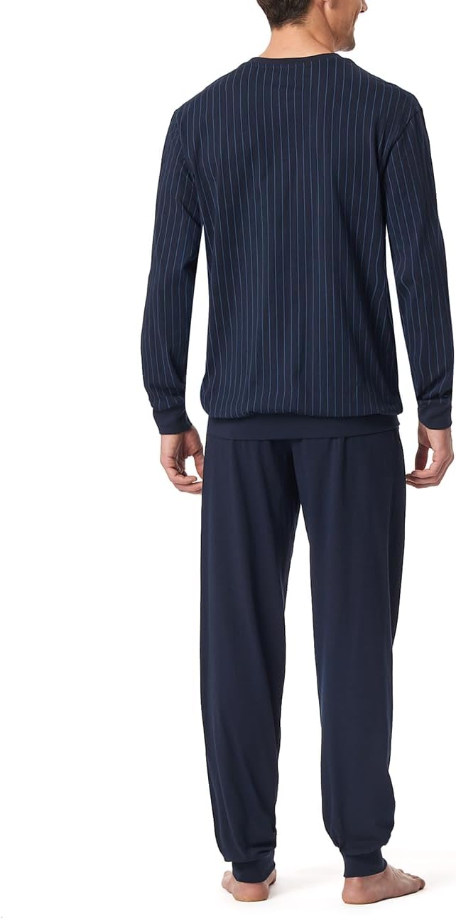 Schiesser Herren Schlafanzug lang mit Bündchen - Nightwear Set 25 Dunkelblau_182196, 25 Dunkelblau_1