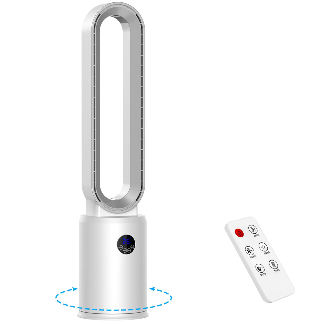 YAZEKY Turmventilator Sehr Leise Rotorloser Ventilator - 3 Geschwindigkeiten 97cm 60° Oszillierender