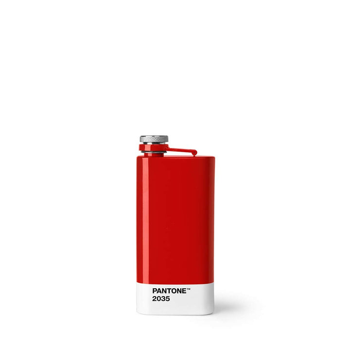 Pantone 16629 Red 2035 Flachmann, Edelstahl mit Schraubverschluss, Rostfreier Stahl, rot, Red