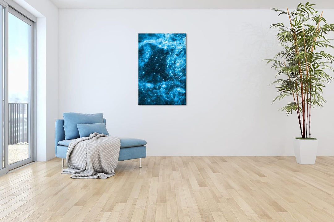 deyoli auffallend bunte Galaxie Format 100x70 Effekt: Monocrome Blau als Leinwandbild, Motiv fertig