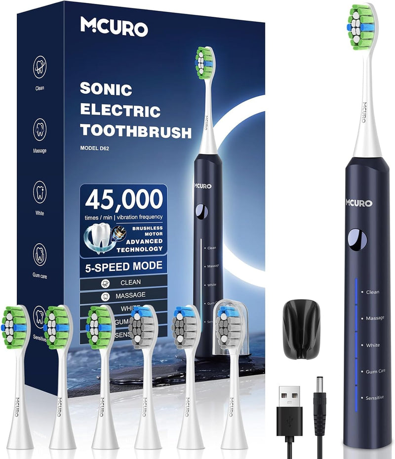 Elektrische Zahnbürste, Zahnbürste Elektrisch, Zahnbürste Für Empfindliche Personen, 45000VPM, 5 Mod