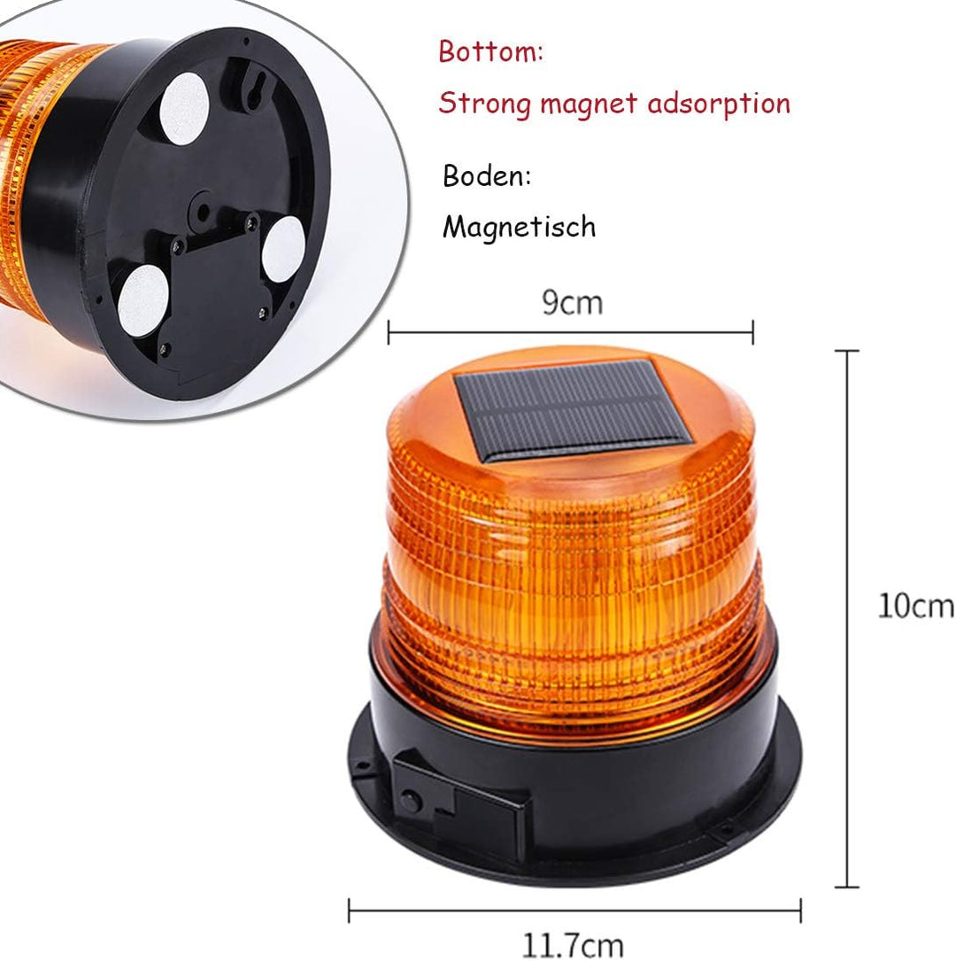 ONCCI 12V Solar/USB Warnleuchte LED Rundumleuchte Magnet Warnlicht Blinkleuchte für Auto PKW LKW Kab