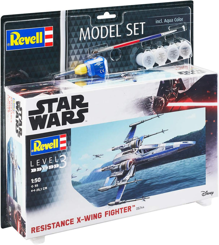 Revell REV-66744 Model Set Resistance X-Wing Fighter Luke Skywalker Modellbausatz + Zubehör, Mehrfar