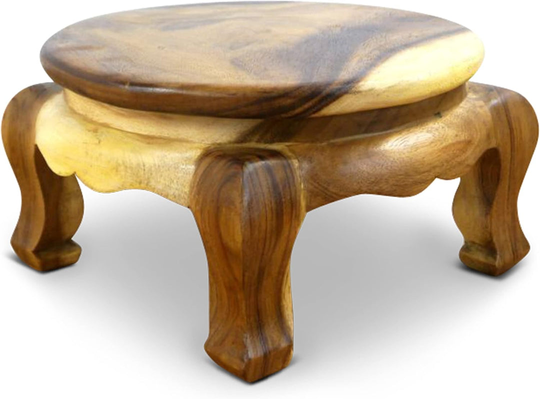 livasia Runder Opiumtisch, Beistelltisch, Massivholztisch, Nachttisch, Podest Natur 40cm, Natur 40cm