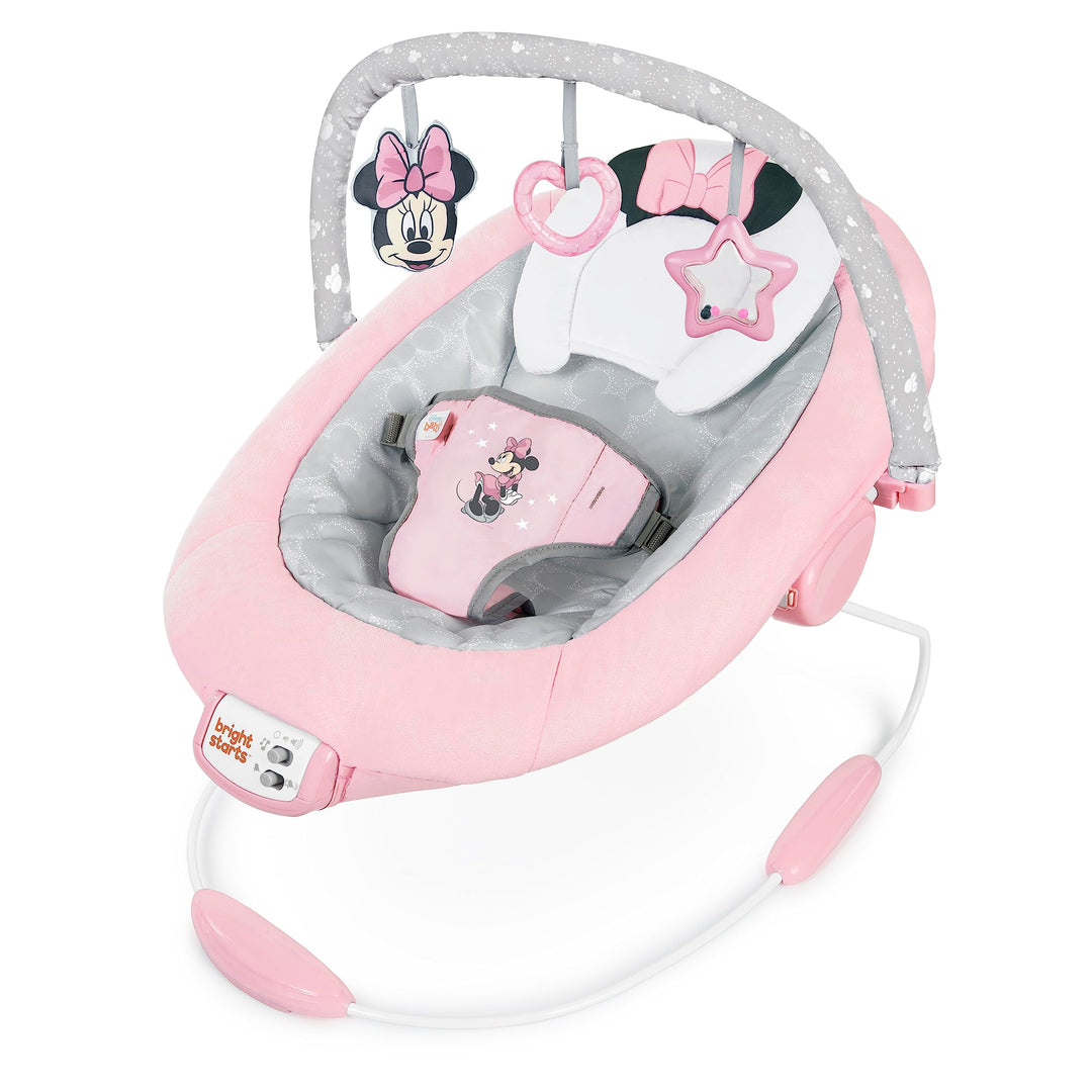 Bright Starts, Disney Baby, Minnie Maus Rosy Skies Babywippe mit beruhigenden Vibrationen mit 7 Melo