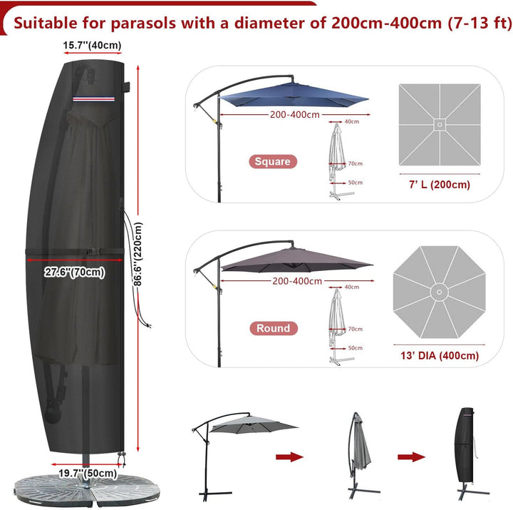 LAMUNI Ampelschirm Abdeckung für 4m Sonnenschirme, Wasserdicht Ampelschirm Schutzhülle für Sonnensch