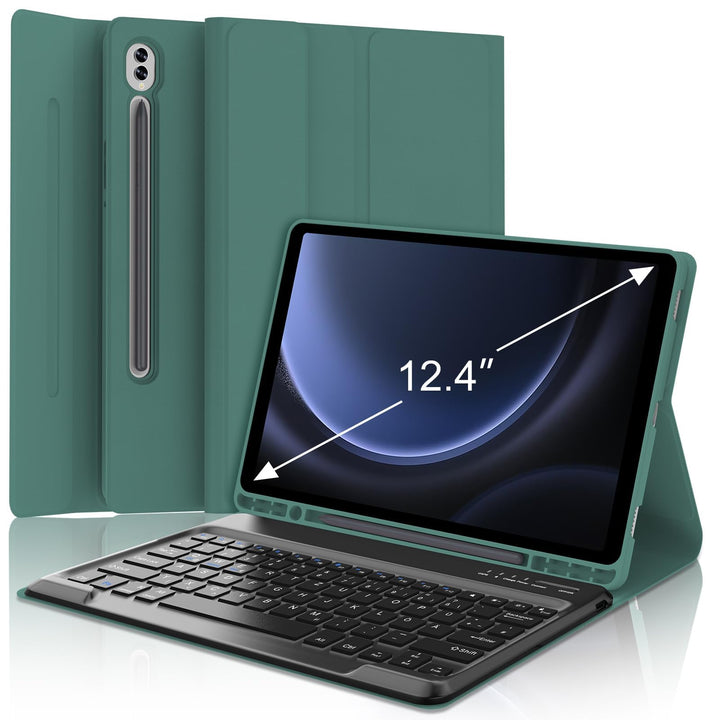 Tastatur für Samsung Galaxy Tab S10+ 2024/S9 FE+/S9 Plus 12.4", Hülle mit Tastatur für Samsung Tab S