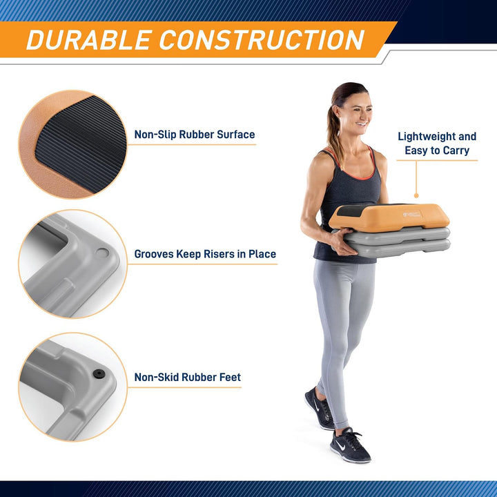 Circuit Fitness by Marcy Aerobic-Stufenbühne mit verstellbaren Erhöhungen, rutschfeste Gummi-Oberflä