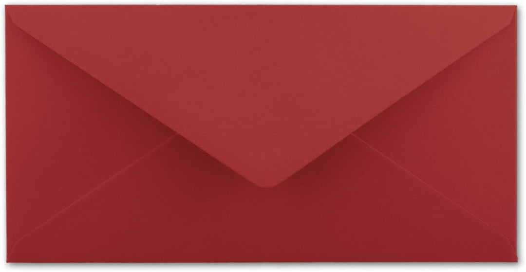 250 Brief-Umschläge Dunkel-Rot DIN Lang - 110 x 220 mm (11 x 22 cm) - Nassklebung ohne Fenster - Ide