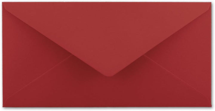 250 Brief-Umschläge Dunkel-Rot DIN Lang - 110 x 220 mm (11 x 22 cm) - Nassklebung ohne Fenster - Ide