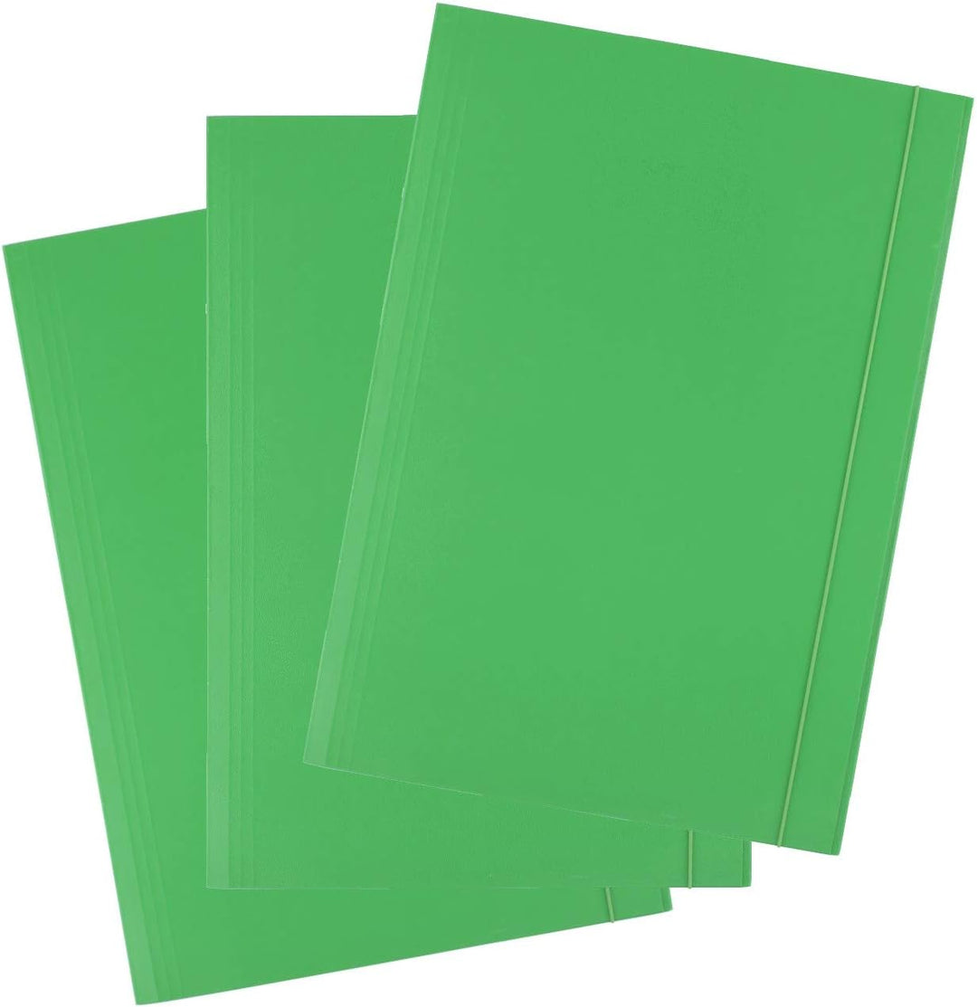 D.RECT 25 Stück Sammelmappe aus Karton | Postmappe mit Gummiband | 300g Grün Grün 25 Stück, Grün 25