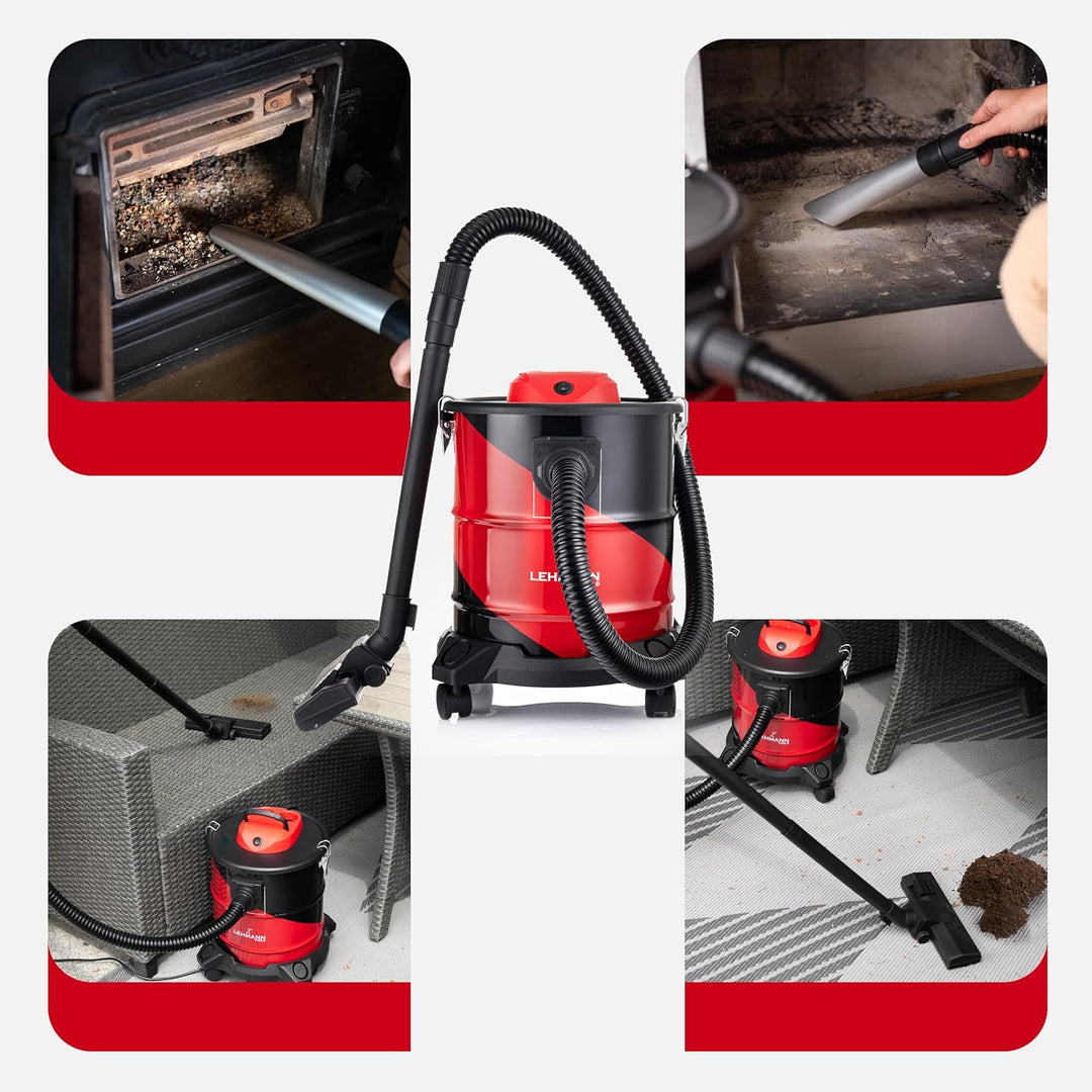 LEHMANN Haddo Industriestaubsauger 2000W - Aschesauger für Kamin mit Doppelfilteranlage - Nass Trock