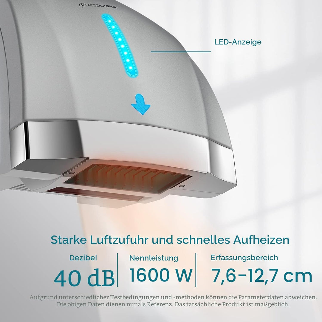 modunful Automatischer Handtrockner Elektrischer Wandmontage Infrarotsensor Händetrockner für Badezi