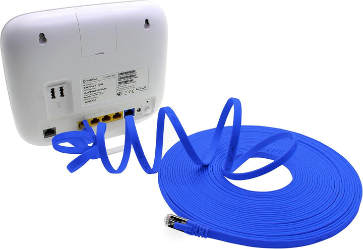 1aTTack.de 10m - blau - 5 Stück Cat7 Flachkabel Netzwerkkabel Cat 7 Rohkabel Gigabit Lan (10Gbit/s)
