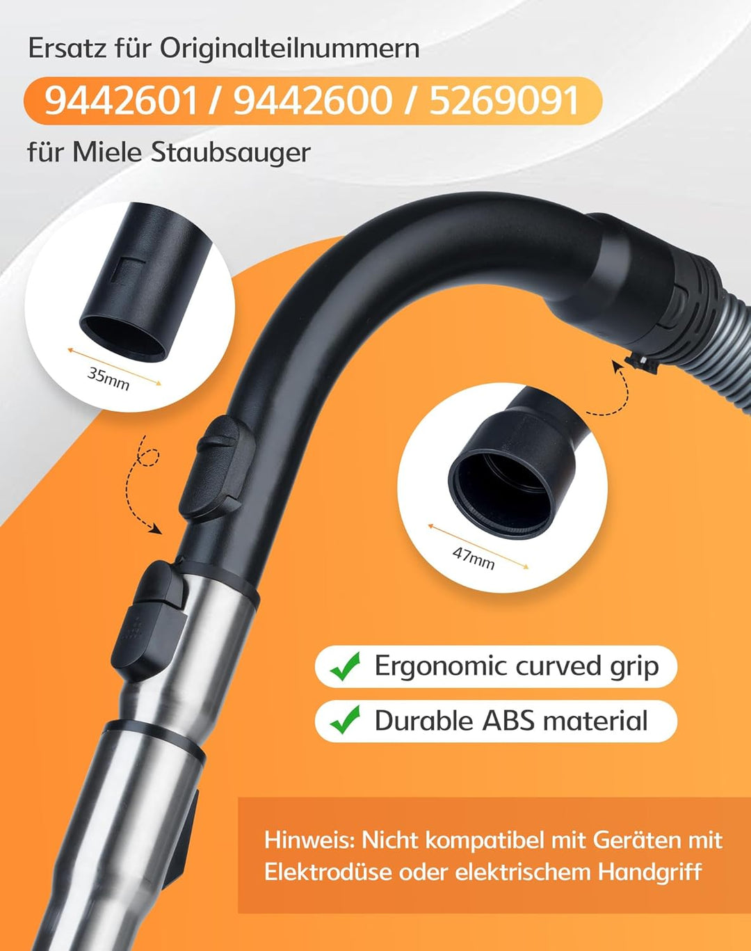 Teleskoprohr mit Einrastfunktion & Handgriff für Miele S8340 Ersatzteile kompatibel mit Miele Staubs