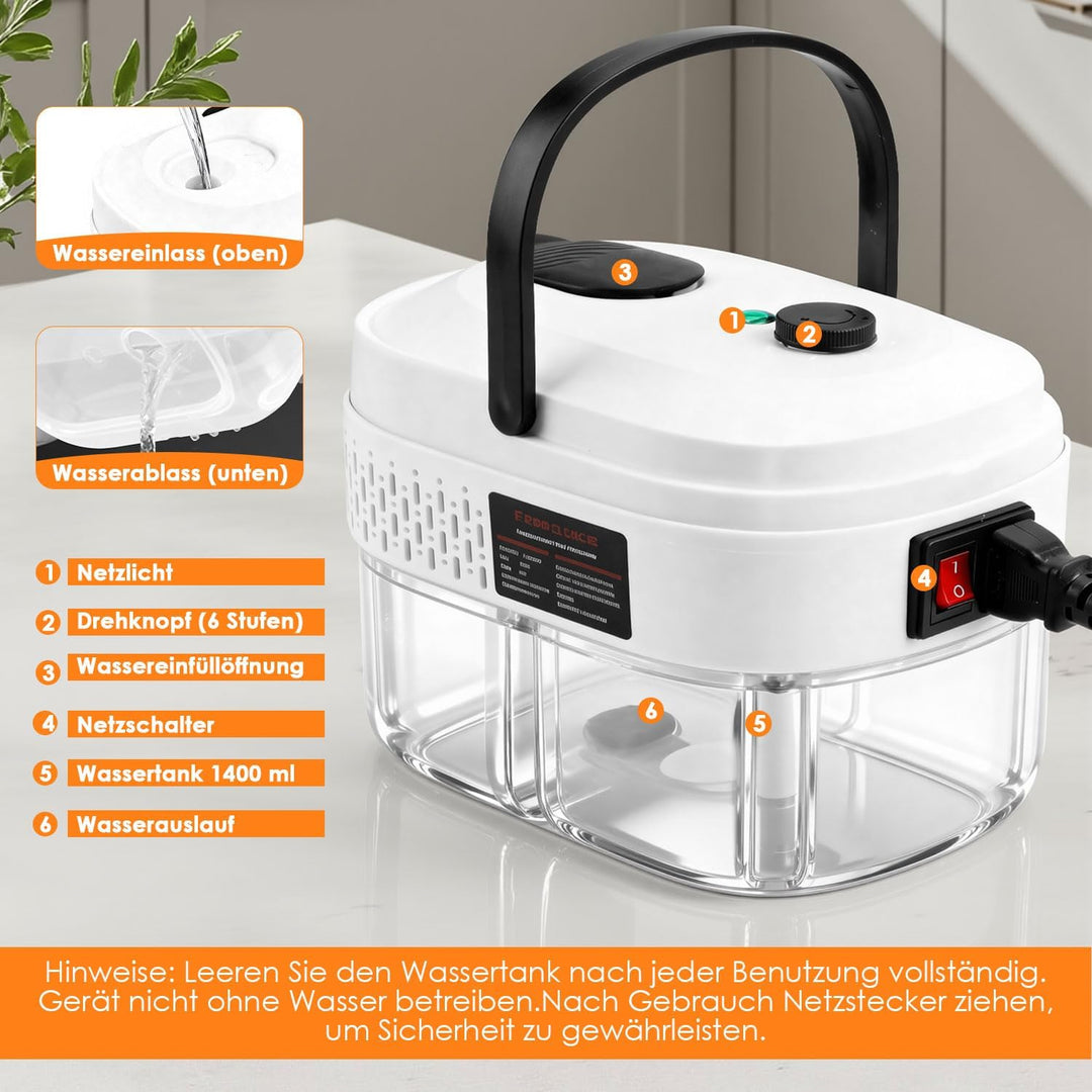 Dampfreiniger Handgerät 1400ml, 6 Stufen Dampfsteuerung Für Haushalt