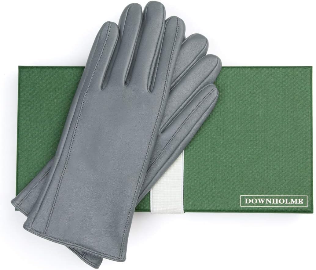 Downholme – Klassische Lederhandschuhe mit Innenfutter aus Kaschmir – für Damen XS Grau, XS Grau