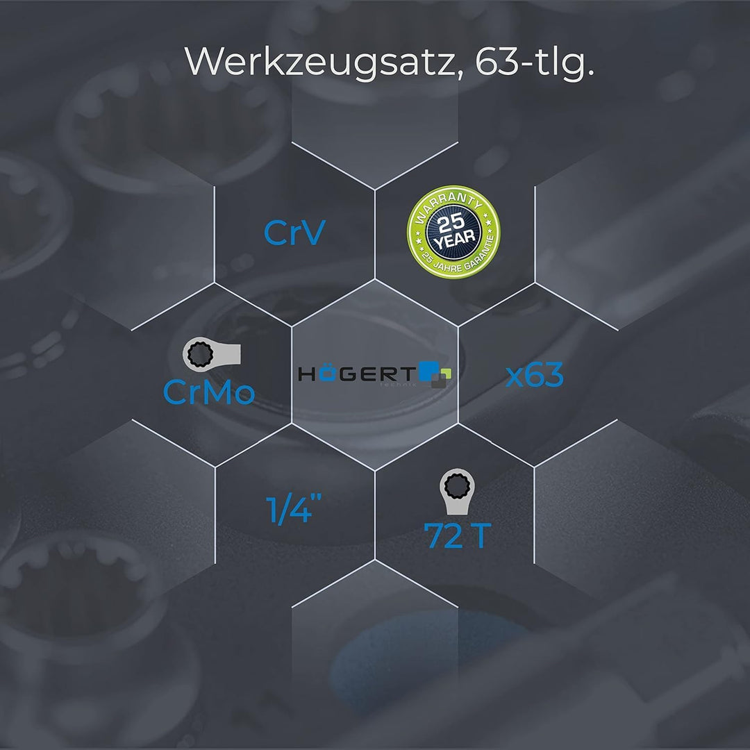 Högert Werkzeugset Werkzeugkoffer – Werkzeugsatz Werkzeug Tools Steckschlüsselsatz Schraubendreher R