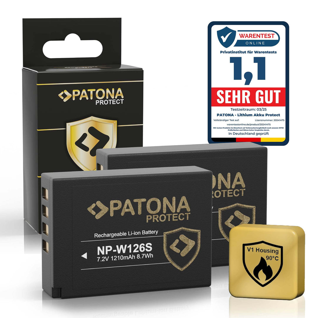 PATONA Protect NP-W126s NP-W126 Akku 2x (1140mAh) mit NTC-Sensor und V1 Gehäuse - ohne Verwendungsei