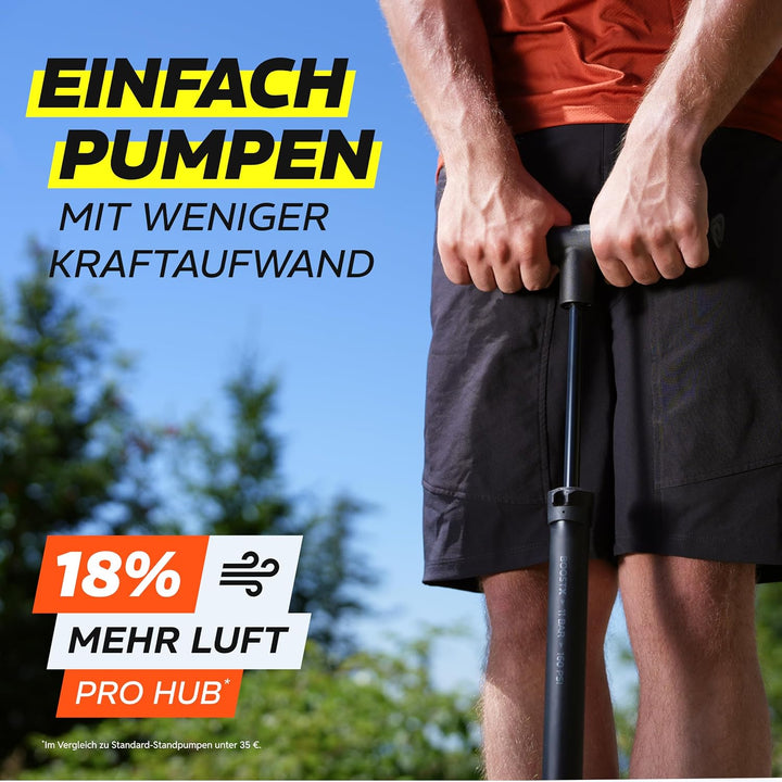 Alphatrail Standpumpe Paul - Für alle Ventile 11 Bar / 160 PSI Maximaldruck I Grosses Manometer (Ø48