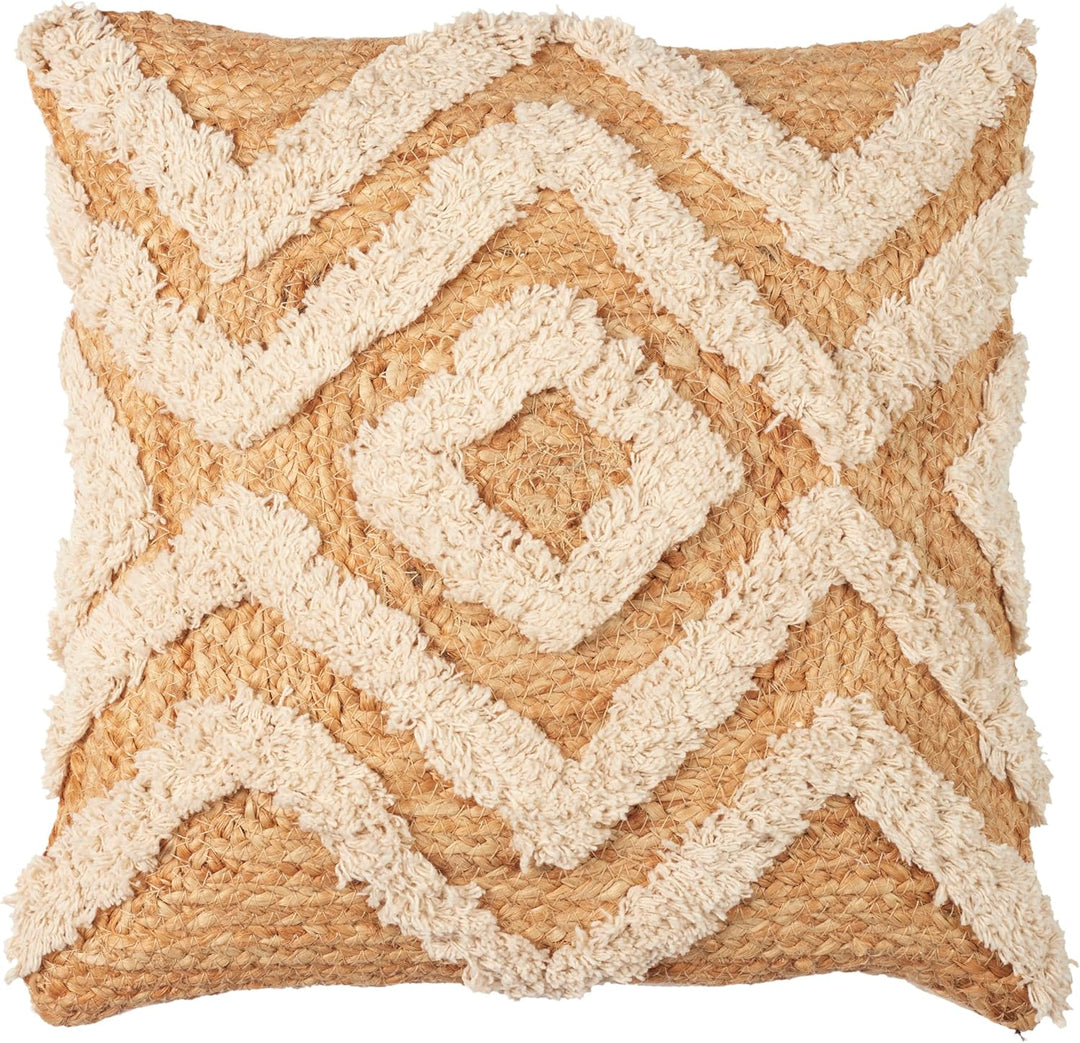 HOME DECO FACTORY. TX0052. Kissen aus Jute und Baumwolle Tufted 40x40 cm - Optimaler Komfort. Modern