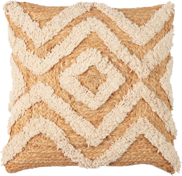 HOME DECO FACTORY. TX0052. Kissen aus Jute und Baumwolle Tufted 40x40 cm - Optimaler Komfort. Modern