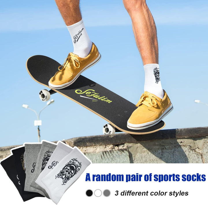 Sefulim 78,9 x 20,3 cm komplettes Skateboard, 7-lagig, kanadischer Ahorn, Doppel-Kick-Deck-Skateboar