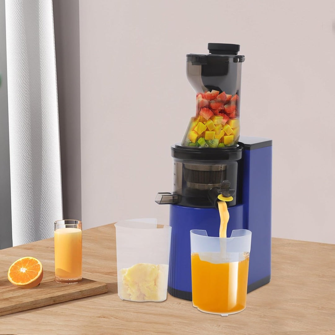 Entsafter Obst und Gemüseentsafter, Slow Juicer mit Tresterbehälter | schonende Entsaftung, verstopf