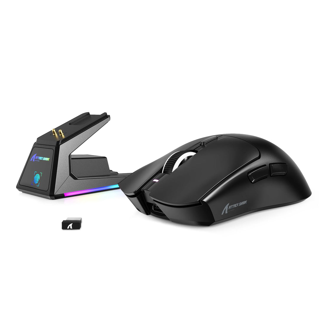 MAMBASNAKE x Attack Shark X1 Gaming-Maus mit Ladestation, 49g Ultralight, 40K DPI PAW3395 PRO-Sensor