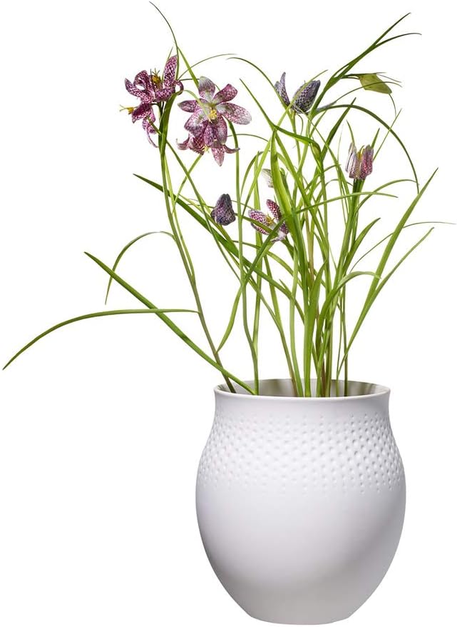 Villeroy und Boch Collier Blanc Vase Perle No. 1, 16,5 x 16,5 x 17,5 cm, Premium Porzellan, Weiss Pe