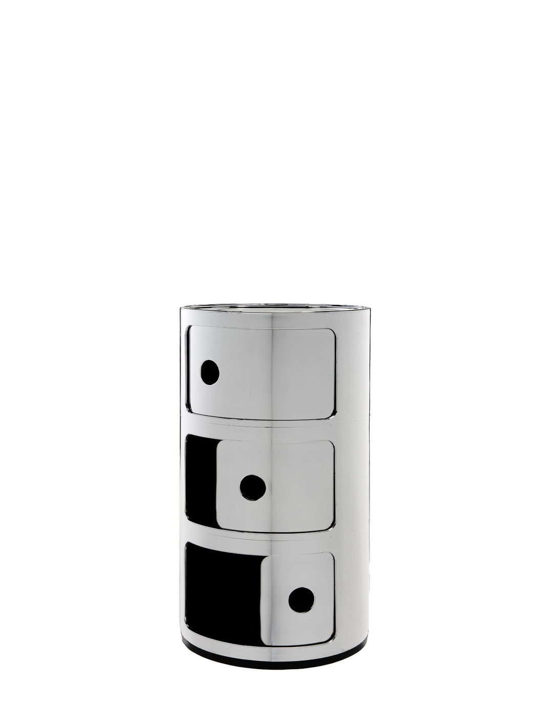 Kartell Componibili, 3 Elements, Verchromt, Runde Basis 3-fächer Verchromt, 3-fächer Verchromt
