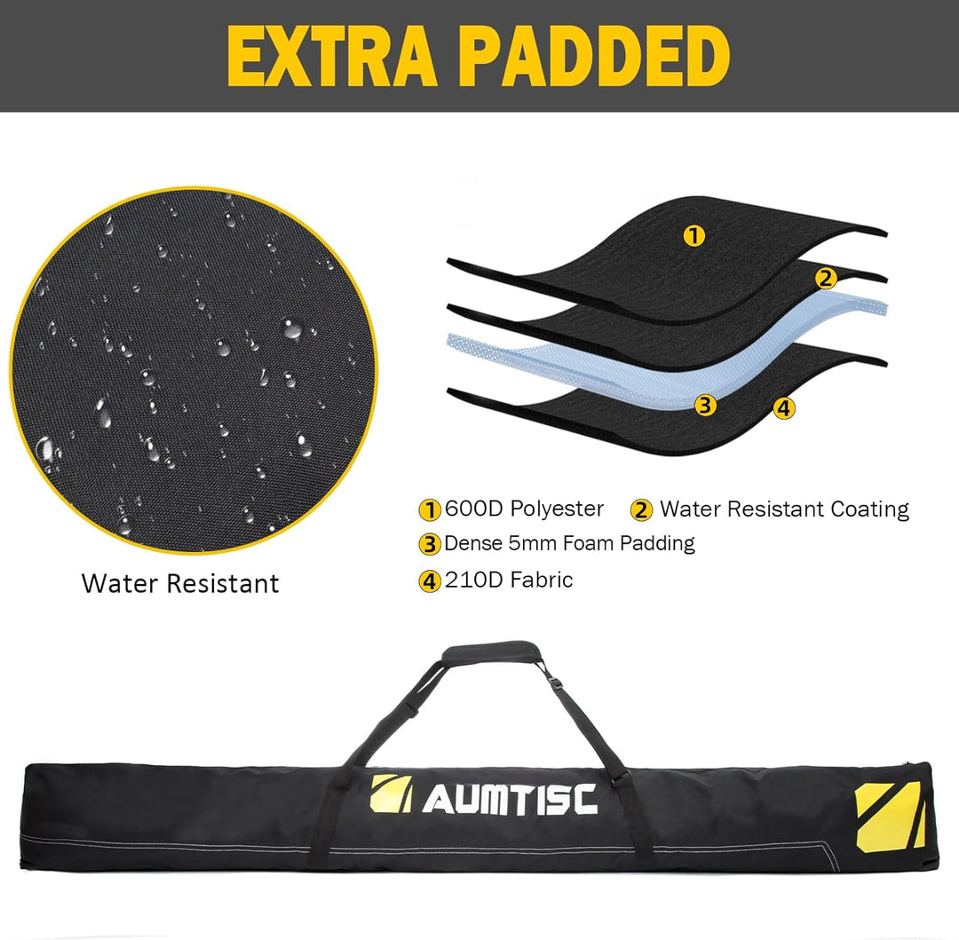 AUMTISC Skitasche Set Skisack &Skischuhtasche Längenverstellbare Bis 200 cm für 1 Paar Ski & Skischu