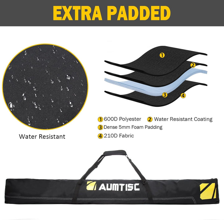 AUMTISC Skitasche Set Skisack &Skischuhtasche Längenverstellbare Bis 200 cm für 1 Paar Ski & Skischu