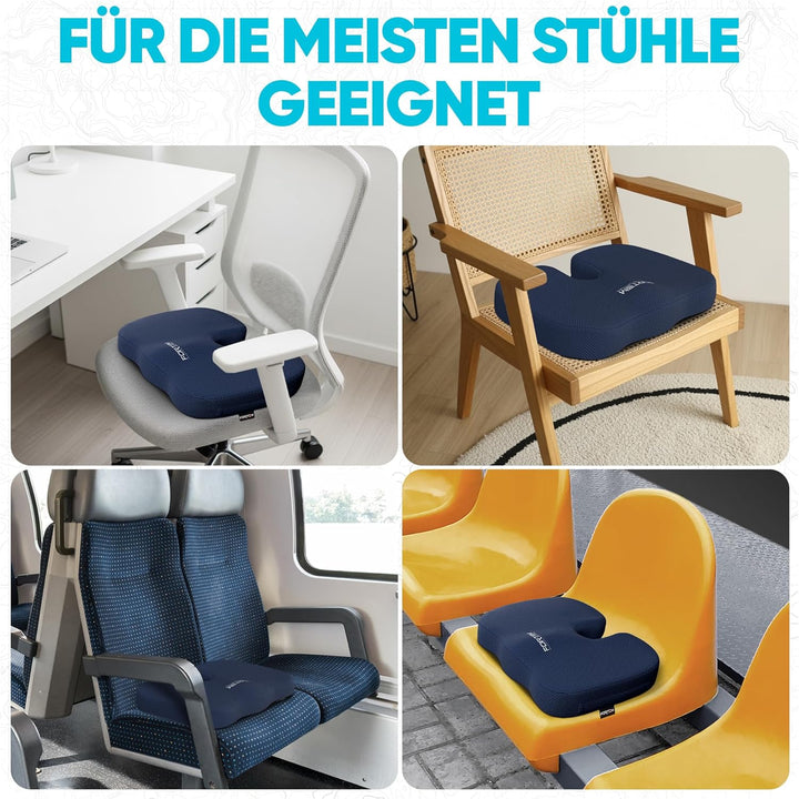 FORTEM Sitzkissen Orthopädisch für Bürostuhl - Sitzkissen Auto und Schreibtischstuhl Steissbeinkisse
