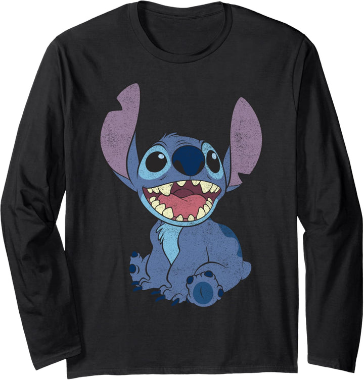 Disney Lilo & Stitch Simple Stitch Sitting Portrait Langarmshirt
