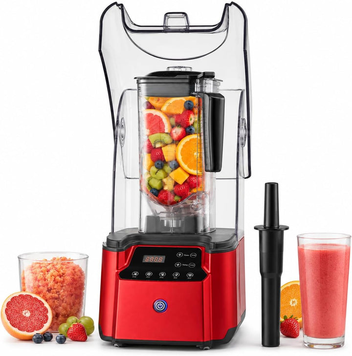 Entsafter‚ Slow Juicer 2200W, 2,2L Hochleistungsmixer mit Schallschutzhaube, Leiser Smoothie Mixer m
