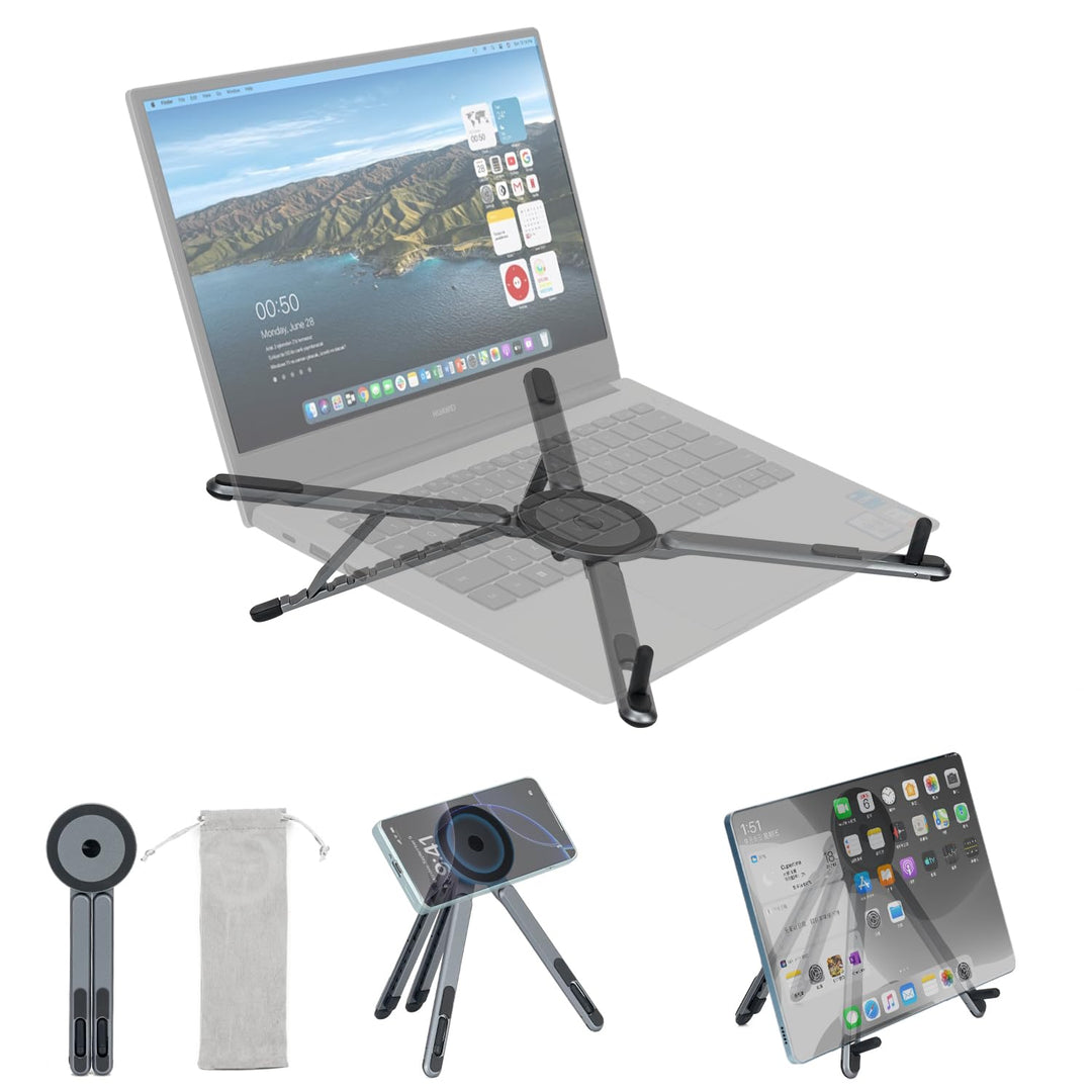 3-in-1 Laptop Ständer Höhenverstellbarer Faltbarer Laptop Stand für 4-16" Laptops/Tablets/Handy, Mag
